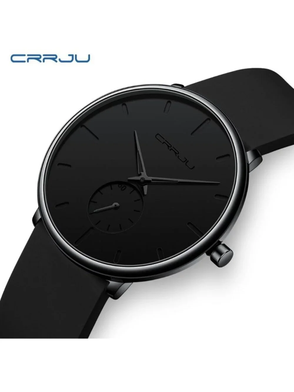 Unisex Black Casual Stylish Ultra Thin Silicone Band Waterproof Wrist Watch